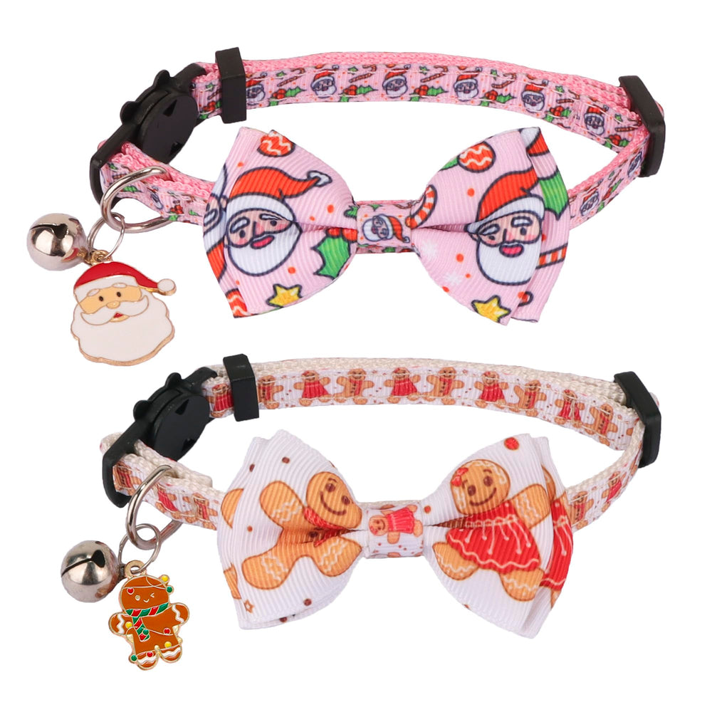 ADOGGYGO pink christmas cat collar snowman pattern for a festive look.