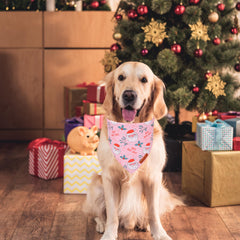 ADOGGYGO Pink Christmas tree dog bandana adds playful holiday charm on walks.