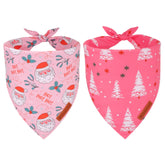 ADOGGYGO Pink Santa dog bandana on a festive dog for holiday photos.