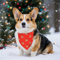 ADOGGYGO red Christmas bandana on medium dog during festive stroll