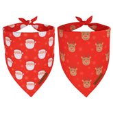 ADOGGYGO red Christmas bandana with Santa print for festive photos.