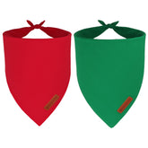 ADOGGYGO 2-pack red-green dog bandanas front view, festive photo moments