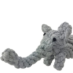 ADUCK Puppy Rope Toy elephant gray front view promotes playful chewing and training sessions.