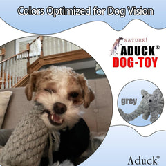 ADUCK Puppy Rope Toy elephant gray side view ideal for tug-of-war and interactive play.