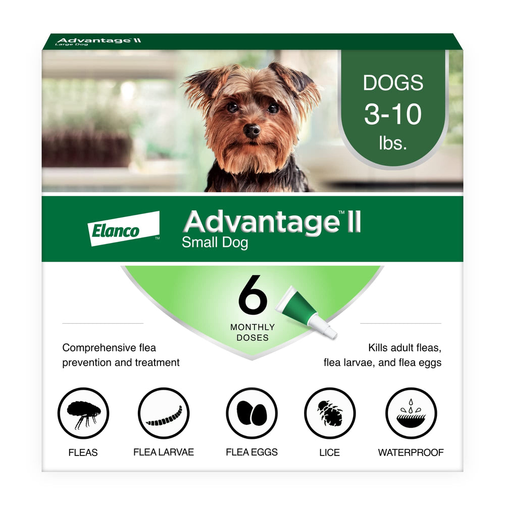 Advantage II Small Dog bottle close-up showing easy topical application