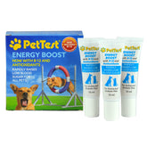 Advocate PetTest Energy Boost glucose tube being squeezed for quick energy support in pets.