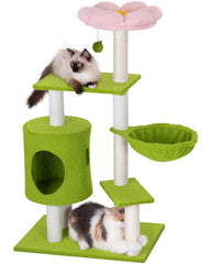 Aechonow Flower Cat Tree front view demonstrates sturdy base for safe climbing and lounging