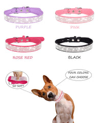 Aecllcea dog-collar-small-pink-bling highlights soft suede and gentle wear.