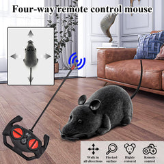 Aerbee remote-control rat toy side view showing realistic fur to attract cats