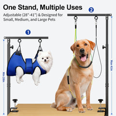 Aetherika dog grooming arm adjustable height 28-41 inches for versatile pet positioning.