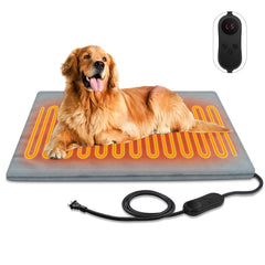 AFDUV large pet heating pad outdoor bed setup promotes cozy warmth for dogs and cats.