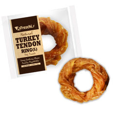 AFreschi Turkey Tendons for Dogs image showing USA-sourced treat and premium protein benefits