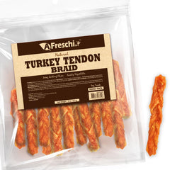 AFreschi Turkey Tendons for Dogs – USA-pack image showing long-lasting chew
