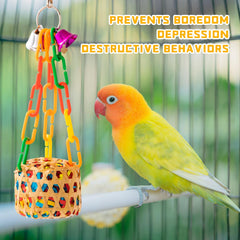 AFUOWER chewing wood toy satisfies beak needs and mental activity.