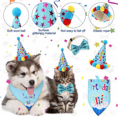 Agirlvct blue birthday hat for dogs adds sparkle to celebrations.