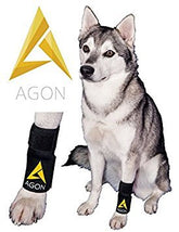 AGON dog brace front leg close-up with adjustable straps for secure knee support.