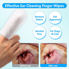 AGOODTO Dog Ear Finger Wipes disposable pack ready for hygienic single-use cleaning.