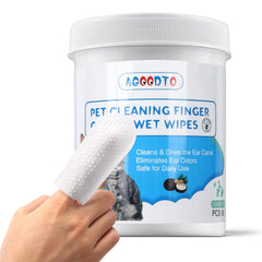 AGOODTO Dog Ear Finger Wipes pack cover for quick, hygienic ear cleaning sessions.