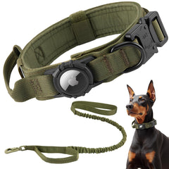 AGPETS Tactical AirTag dog collar green strap—durable everyday wear for active dogs.