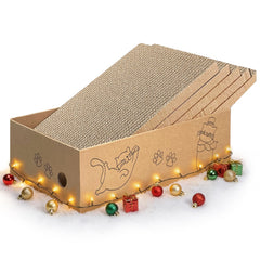 AGYM cat scratcher packaging box showing five boards for versatile scratching
