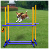 AHAILUOO adjustable dog agility jump set assembly shows quick setup for home training sessions.