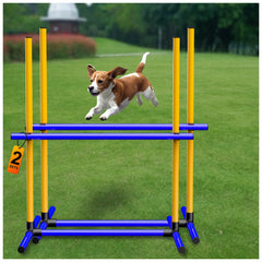 AHAILUOO adjustable dog agility jump set assembly shows quick setup for home training sessions.