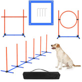 AHAILUOO dog agility hoop adjustable for progressive jump training at home.