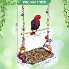 AHIER seagrass-bird-hammock highlights natural fibers for enriching play and chewing exploration.