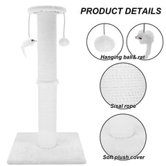 Ahomdoo cat scratching post 34 inches mice detail demonstrates stimulating toys.