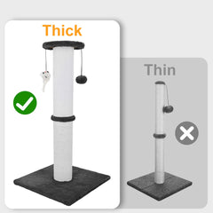 Ahomdoo cat scratching post 34in base-stability shot demonstrates secure footing during play.