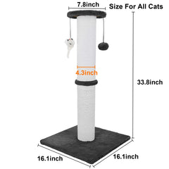 Ahomdoo cat scratching post 34in side view highlights extra-tall height for full-body stretches.