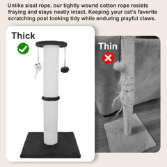 Ahomdoo cat scratching post 34in sisal rope closeup emphasizes durable texture for claw maintenance.
