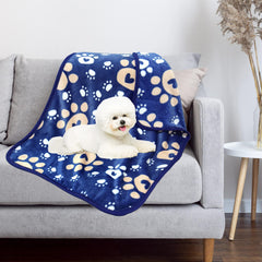 AHOOCUSTOM dog blanket on couch, fluffy fleece providing cozy resting spot.