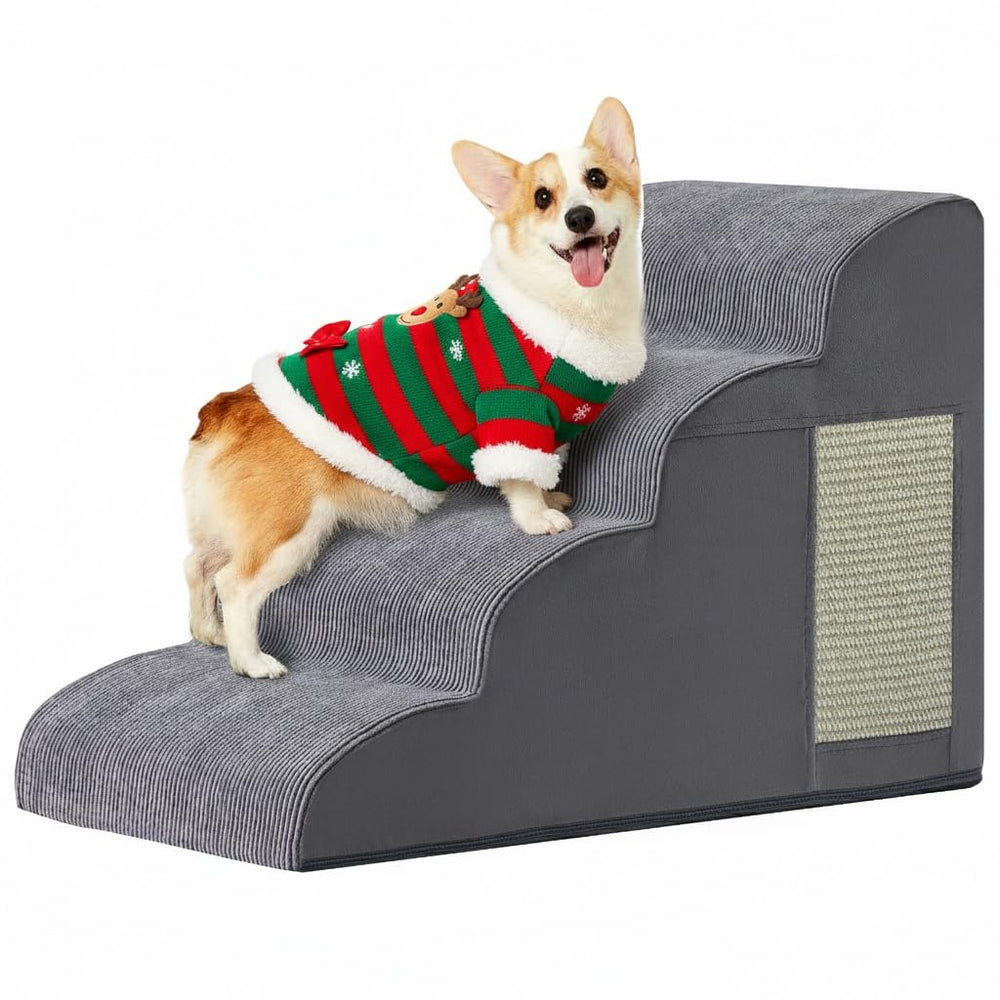 Ahpmeoa dog stairs 4-step bed ramp grey provides stable access for small dogs
