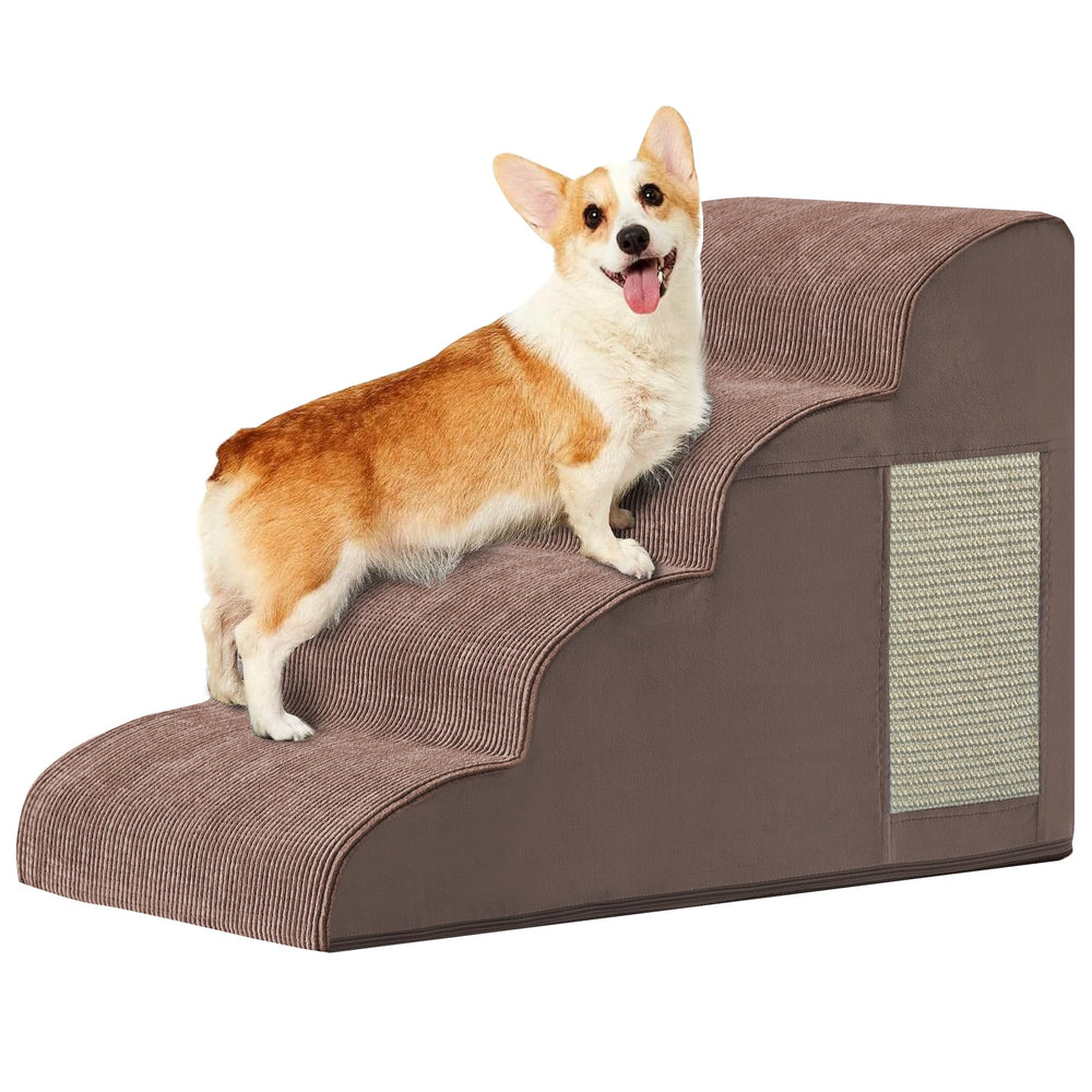 Ahpmeoa dog steps for bed front view shows stable 4-step access to the bed