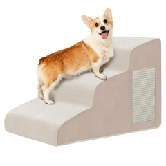 Ahpmeoa Pet Stairs 2-step curved beige with non-slip bottom helps pets climb confidently