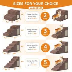 Ahpmeoa pet stairs 3-step coffee—comfortable climb for medium-height furniture.