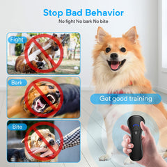 Ahwhg bark deterrent in-use during a walk promotes calmer dogs
