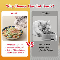 AHX ceramic cat bowls stackable-easy-clean saves kitchen space