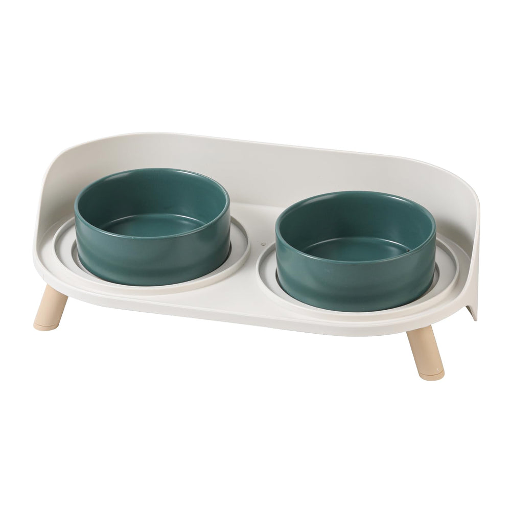 AHX elevated cat bowl stand with double ceramic bowls helps reduce neck strain during meals.