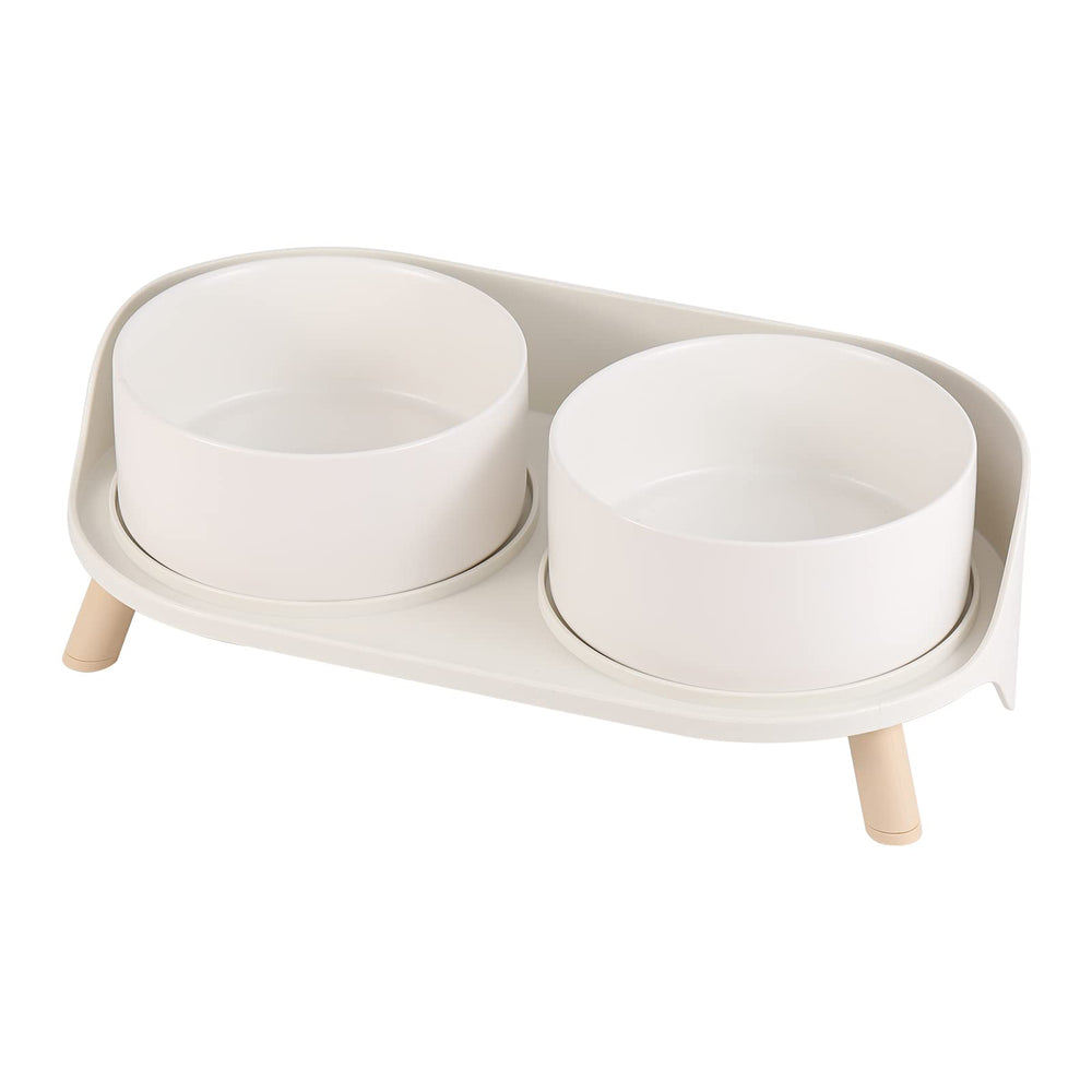 AHX elevated ceramic dog bowl set full view for tidy feeding