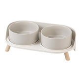 AHX elevated ceramic dog bowl set with stand shows an organized feeding setup with no splashes.