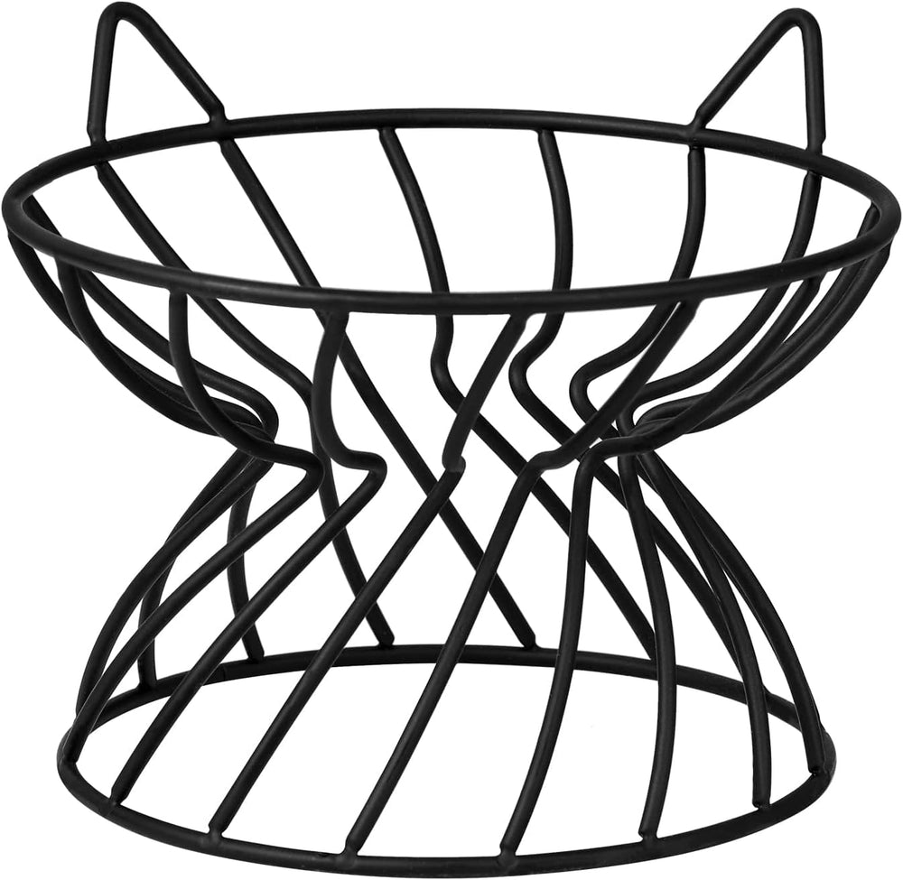 AHX metal stand cat dish angled view demonstrates elevated dining for neck comfort.