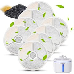 AIAUON 8-pack cat fountain filters packaging showing the full replacement kit