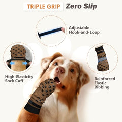 AIEDOULER grippy dog socks with traction grips on slick floors boosting stability