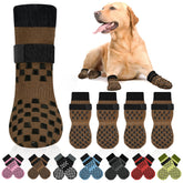 AIEDOULER non-slip dog socks on hardwood floor for secure traction