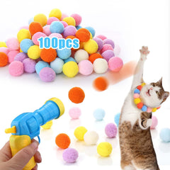 AIERSA Interactive Cat Toys launcher engages indoor cats in chasing pom-pom balls