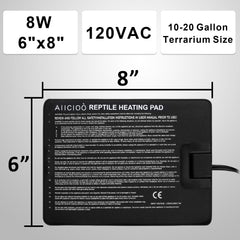 Aiicioo terrarium heat pad under-tank setup demonstrates discreet, uniform heat distribution.