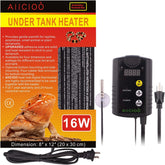 Aiicioo under-tank heater thermostat setup for steady terrarium warmth.