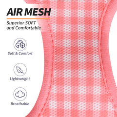 AIITLE step-in-dog-harness plaid watermelon-m easy wear for busy mornings